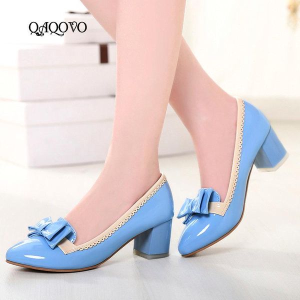 sweet bow knot pumps women fashion patent leather thick low heels slip on party shoes 2021 size 34-43 dress, Black
sweet bow knot pumps women fashion patent leather thick low heels slip on party shoes 2021 size 34-43 dress, Black