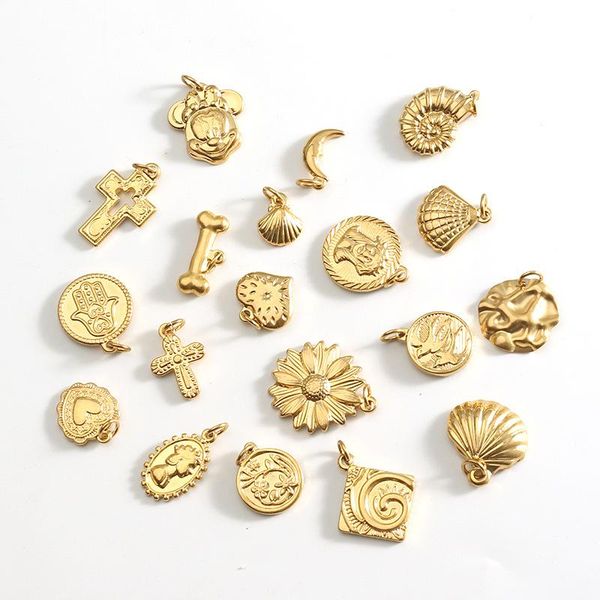 charms 1pc gold plated cross shell heart moon pendants stainless steel for jewelry findings diy necklace bracelet making crafts, Bronze;silver
charms 1pc gold plated cross shell heart moon pendants stainless steel for jewelry findings diy necklace bracelet making crafts, Bronze;silver
