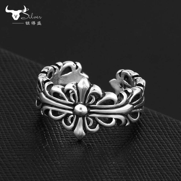 925 hip hop street desheng cross index finger personalized thai silver ring for men and women, Black
925 hip hop street desheng cross index finger personalized thai silver ring for men and women, Black