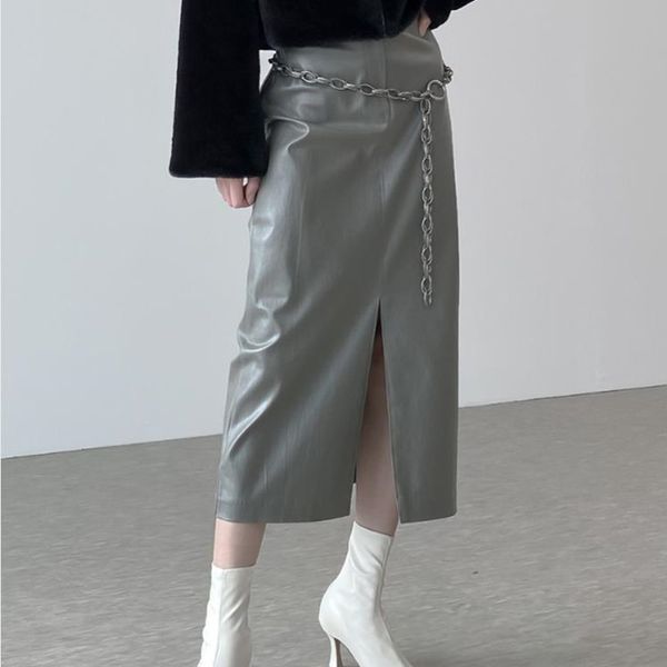 ol elegant women high waist vintage fashion split pu leather skirt autumn winter work wear solid long skirts womens 210421, Black
ol elegant women high waist vintage fashion split pu leather skirt autumn winter work wear solid long skirts womens 210421, Black