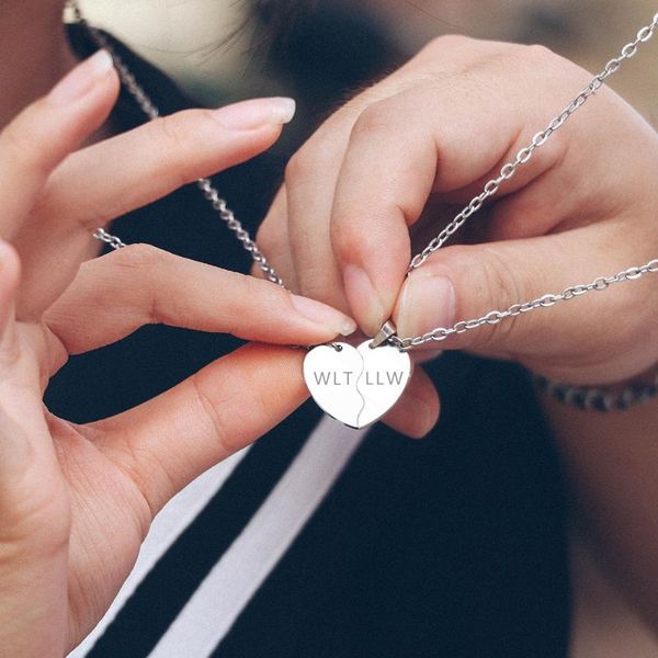 pendant necklaces 2pcs/set custom broken heart charm couple stainless steel chain carving necklace for men women friendship jewelry gift, Silver
pendant necklaces 2pcs/set custom broken heart charm couple stainless steel chain carving necklace for men women friendship jewelry gift, Silver
