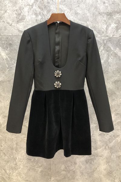 u-collar stitching velvet british style dress womens autumn european goods new slimming short skirt 9f, Black;gray
u-collar stitching velvet british style dress womens autumn european goods new slimming short skirt 9f, Black;gray