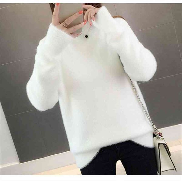 warm fall knitted faux mink fur pullover women long hair turtle neck ladies white solid color jumper casual femme, White;black
warm fall knitted faux mink fur pullover women long hair turtle neck ladies white solid color jumper casual femme, White;black