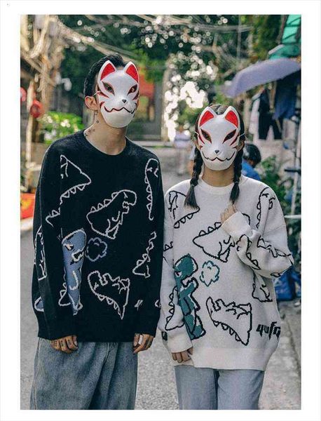 tide brand country tide cartoon full print round neck sweater male hip hop ins loose dinosaur couple knit line clothes, White;black
tide brand country tide cartoon full print round neck sweater male hip hop ins loose dinosaur couple knit line clothes, White;black