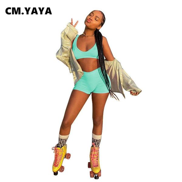 women's tracksuits cm.yaya women set solid o-neck crop tanks skinny shorts two 2 piece sets active tracksuit sporty fitness outfits su, Gray
women's tracksuits cm.yaya women set solid o-neck crop tanks skinny shorts two 2 piece sets active tracksuit sporty fitness outfits su, Gray