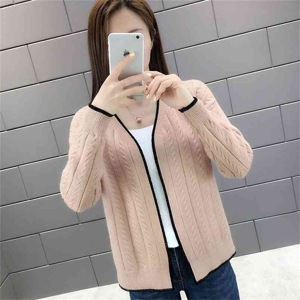 loose long-sleeved knitted cardigan sweater female v-neck twist stripes simple style fashion women spring autumn 210427, White;black
loose long-sleeved knitted cardigan sweater female v-neck twist stripes simple style fashion women spring autumn 210427, White;black