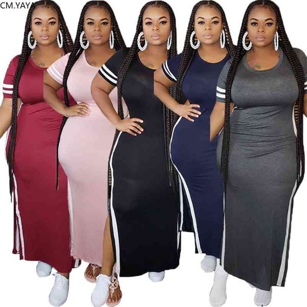 plus size xl-5xl summer long maxi dress women striped open fork o-neck night club party bandage street dresses vestidos gl1148 210331, Black;gray
plus size xl-5xl summer long maxi dress women striped open fork o-neck night club party bandage street dresses vestidos gl1148 210331, Black;gray