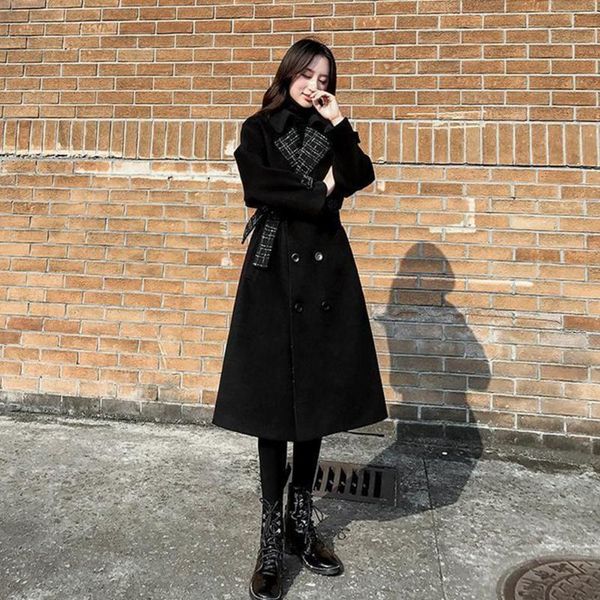 women's wool & blends high-quality woolen coat mid-length fashion winter thick korean loose black plaid single-breasted outerwear
women's wool & blends high-quality woolen coat mid-length fashion winter thick korean loose black plaid single-breasted outerwear