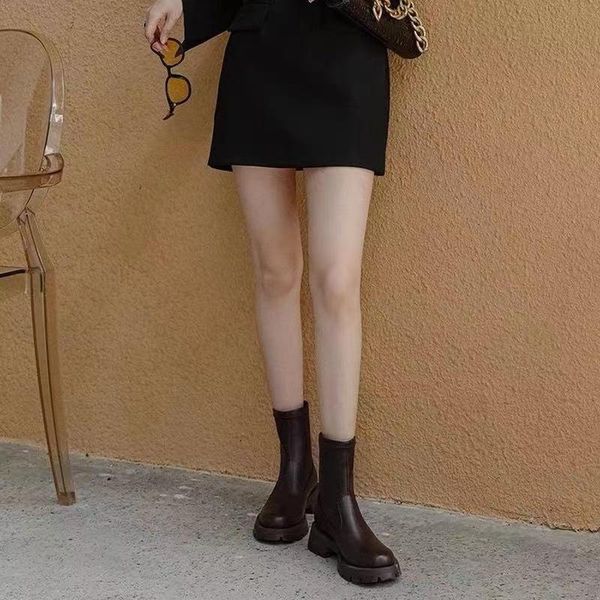 boots 2021 thick-soled real soft leather female british style retro all-match elastic thin small short, Black
boots 2021 thick-soled real soft leather female british style retro all-match elastic thin small short, Black