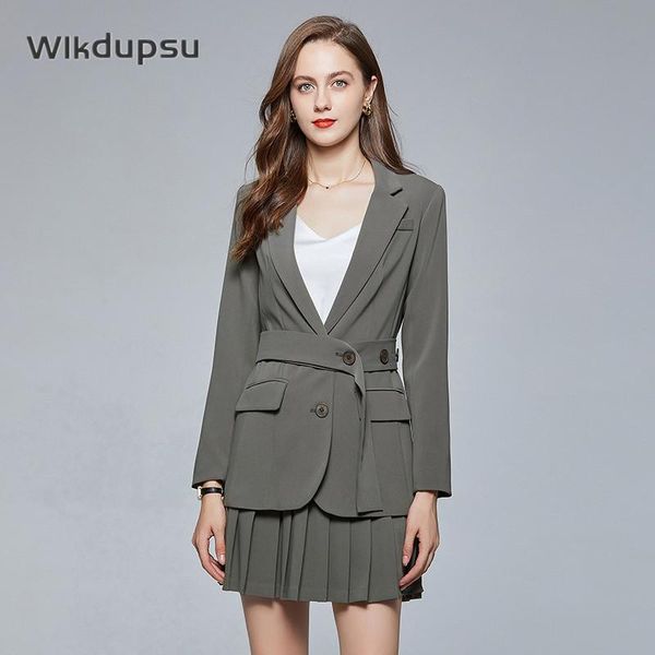 two piece dress high waist pleated mini skirt suits elegant clothes set women notched blazer jacket office lady spring autumnn outfits, White
two piece dress high waist pleated mini skirt suits elegant clothes set women notched blazer jacket office lady spring autumnn outfits, White