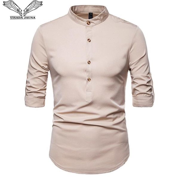 men's casual shirts da jauna 2021 european size men causal shirt long sleeve fit slim solid male fashion stand collar hommen n9049, White;black
men's casual shirts da jauna 2021 european size men causal shirt long sleeve fit slim solid male fashion stand collar hommen n9049, White;black