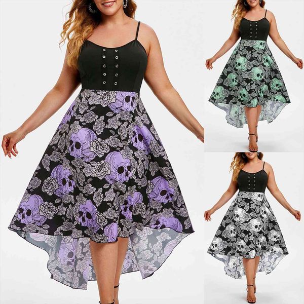 oversized summer drees sleeveless womens dress spaghetti strap floral skull print high waist swing hem plus size dresses robe, Black;gray
oversized summer drees sleeveless womens dress spaghetti strap floral skull print high waist swing hem plus size dresses robe, Black;gray
