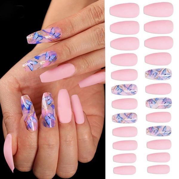 24pcs butterfly pattern fake nails long stiletto coffin press on false acrylic ballerina nail art tips manicure tools1, Red;gold
24pcs butterfly pattern fake nails long stiletto coffin press on false acrylic ballerina nail art tips manicure tools1, Red;gold