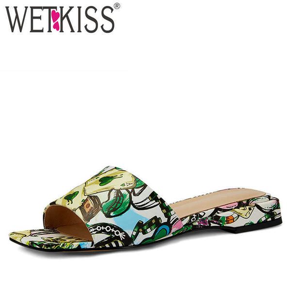 wetkiss exotic slippers women low heels slides shoes print mules shoes ladies cow leather casual beach shoes female summer 210630, Black
wetkiss exotic slippers women low heels slides shoes print mules shoes ladies cow leather casual beach shoes female summer 210630, Black