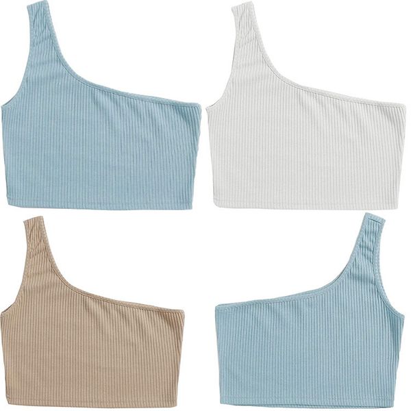 fashion t-shirts 2021 new women's solid color low cut sleeveless open navel one shoulder vest, White
fashion t-shirts 2021 new women's solid color low cut sleeveless open navel one shoulder vest, White