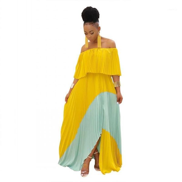 women one shoulder chiffon pleated patchwork party night long dress beach fashion yellow maxi female dinner robe casual dresses, Black;gray
women one shoulder chiffon pleated patchwork party night long dress beach fashion yellow maxi female dinner robe casual dresses, Black;gray