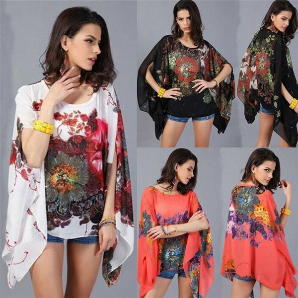 women's blouses & shirts women lady floral summer boho loose long sleeve chiffon blouse beach clothing pullover o-neck flowers, White
women's blouses & shirts women lady floral summer boho loose long sleeve chiffon blouse beach clothing pullover o-neck flowers, White