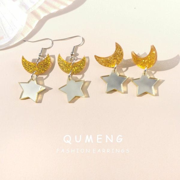 korean shiny side acrylic star moon stud earrings for women simple style cute sweet girls, Golden;silver
korean shiny side acrylic star moon stud earrings for women simple style cute sweet girls, Golden;silver