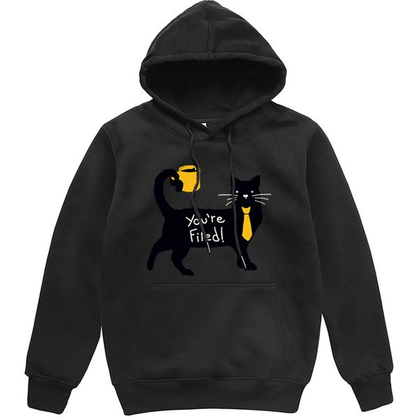 men's hoodie, black cartoon cat pattern clothing, warm and casual, simple fashionable
men's hoodie, black cartoon cat pattern clothing, warm and casual, simple fashionable