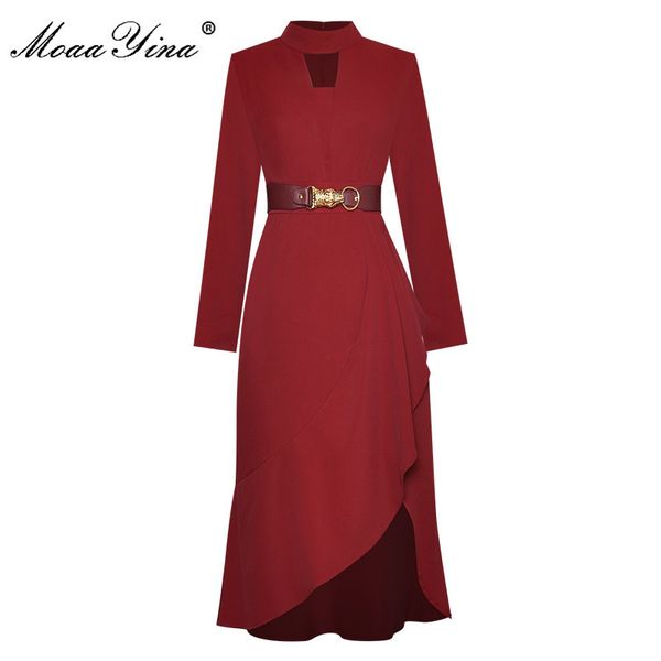 fashion designer dress autumn women's dress long sleeve belt solid high street chiffon asymmetrical dresses 210524, Black;gray
fashion designer dress autumn women's dress long sleeve belt solid high street chiffon asymmetrical dresses 210524, Black;gray