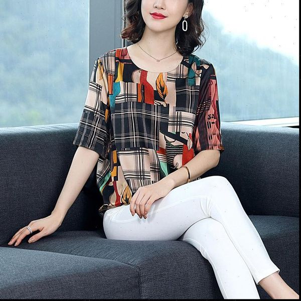 summer middle aaged elastic o women shirts neck slim fashion milk silk half sleeve shirt pullover w59, White
summer middle aaged elastic o women shirts neck slim fashion milk silk half sleeve shirt pullover w59, White