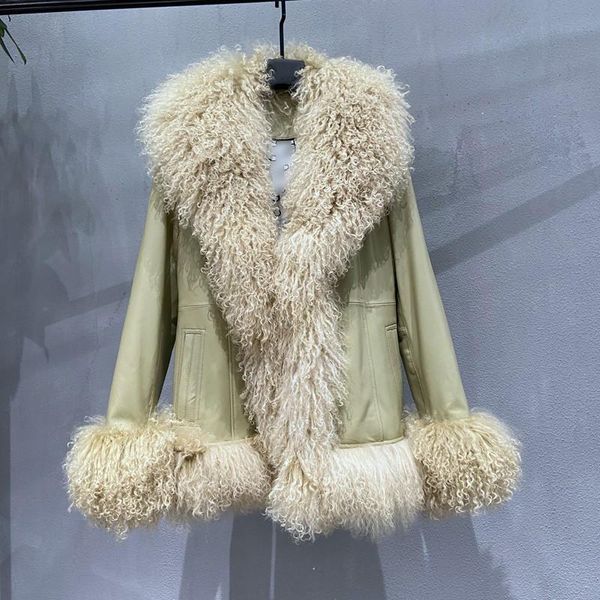 women's fur & faux women winter jackets genuine sheepskin leather with real sheep collar cuff slim short coats female mongolia o, Black
women's fur & faux women winter jackets genuine sheepskin leather with real sheep collar cuff slim short coats female mongolia o, Black