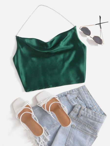 satin shirred back halter u53c#, White
satin shirred back halter u53c#, White