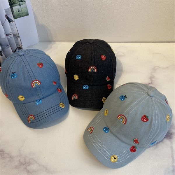 denim cap girl summer thin fruit embroidery cute girl hat breathable sun block baseball hat tide zy, Blue;gray
denim cap girl summer thin fruit embroidery cute girl hat breathable sun block baseball hat tide zy, Blue;gray