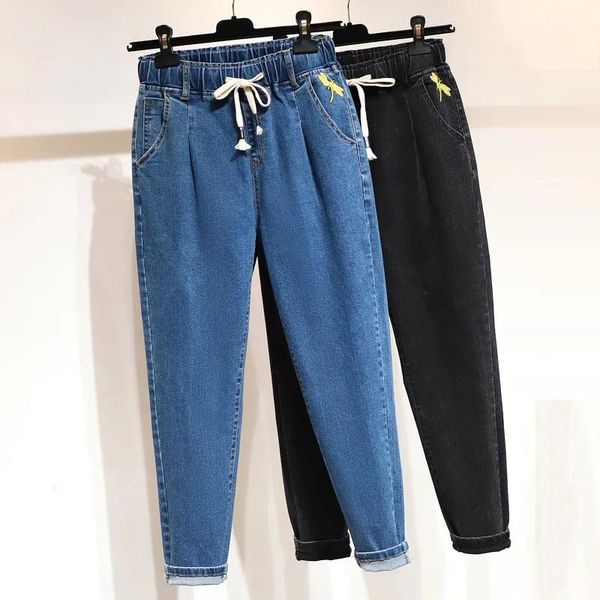 women's jeans plus size 4xl embroidery harem loose casual mom pants autumn high waist stretch denim women washed straight pant, Blue
women's jeans plus size 4xl embroidery harem loose casual mom pants autumn high waist stretch denim women washed straight pant, Blue