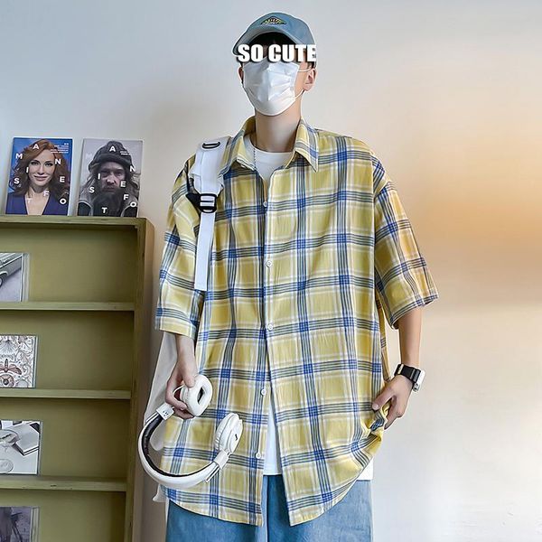 men's casual shirts 2021 loose, stylish, casual, versatile, short-sleeved, five-quarter sleeved plaid shirt, White;black
men's casual shirts 2021 loose, stylish, casual, versatile, short-sleeved, five-quarter sleeved plaid shirt, White;black