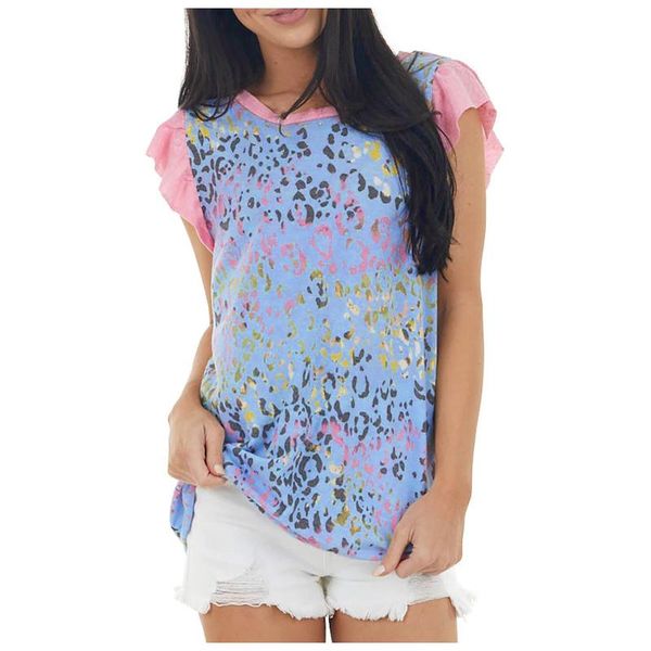 women's t-shirt fashion female women casual leopard print o-neck ruffle short sleeve loose blouse harajuku shirt summer, White
women's t-shirt fashion female women casual leopard print o-neck ruffle short sleeve loose blouse harajuku shirt summer, White