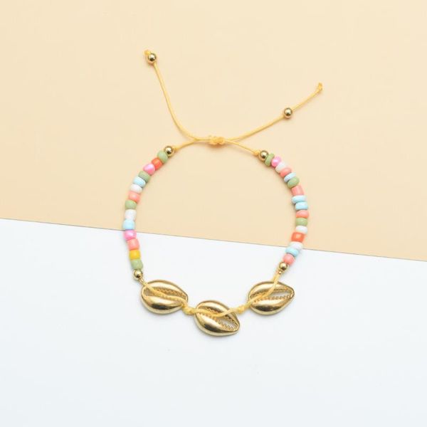 charm bracelets european and american bohemian ethnic color rice bead bracelet simple shell women's anniversary celebration, Golden;silver
charm bracelets european and american bohemian ethnic color rice bead bracelet simple shell women's anniversary celebration, Golden;silver