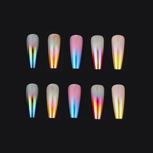 false nails 24pcs/bag aurora ballet armor colorful gradient wearable nail polish fake sheets detachable full covering sticker, Red;gold
false nails 24pcs/bag aurora ballet armor colorful gradient wearable nail polish fake sheets detachable full covering sticker, Red;gold
