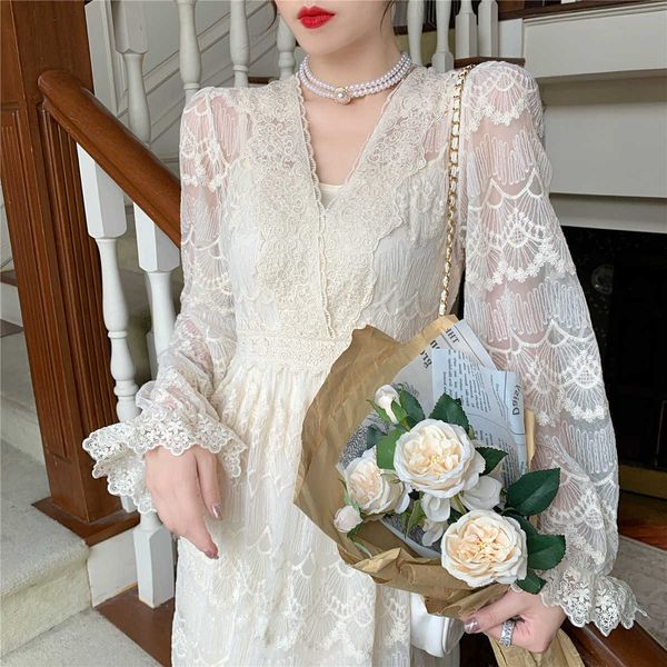 casual dresses french vintage women long sleeve lace korean evening party retro elegant female autumn xzub, Black;gray
casual dresses french vintage women long sleeve lace korean evening party retro elegant female autumn xzub, Black;gray