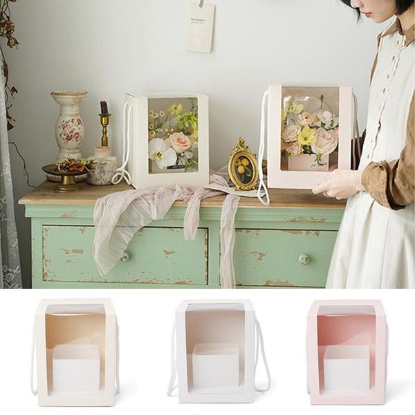 1pcs square paper flower box with handle packaging flowers clear single-sided window bouquet arrangement boxes surprise gift wrap
1pcs square paper flower box with handle packaging flowers clear single-sided window bouquet arrangement boxes surprise gift wrap