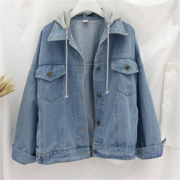 women's jackets 2021 fashion spring autumn high-quality loose bf wind hooded denim personality jacket female casual short tide h020, Black;brown
women's jackets 2021 fashion spring autumn high-quality loose bf wind hooded denim personality jacket female casual short tide h020, Black;brown