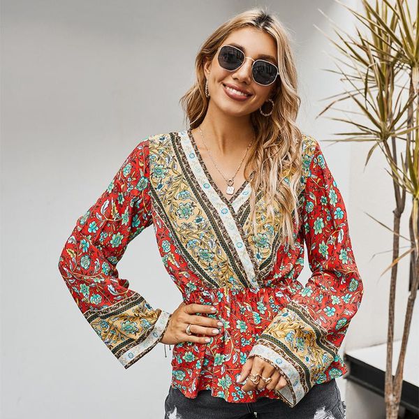 elegant vintage floral print long sleeve v-neck shirt women bohemian casual slim elastic waist blouse spring autumn 2021 women's blouse, White
elegant vintage floral print long sleeve v-neck shirt women bohemian casual slim elastic waist blouse spring autumn 2021 women's blouse, White
