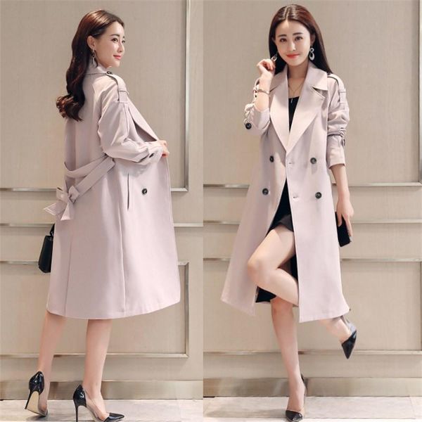 women's trench coats mid long spring windbreaker women 2021 korean slim temperament pure color belt fashion coat, Tan;black
women's trench coats mid long spring windbreaker women 2021 korean slim temperament pure color belt fashion coat, Tan;black