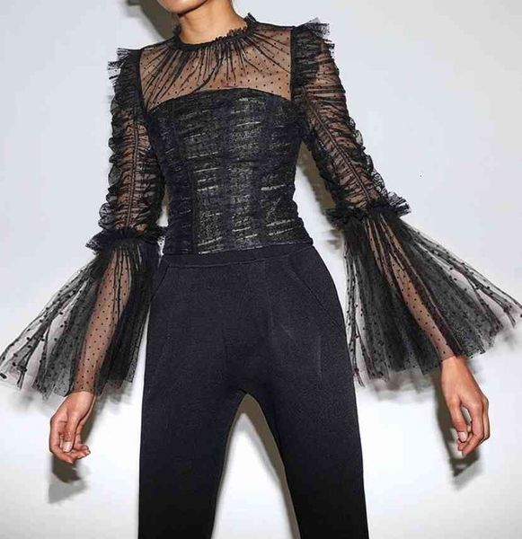 blouses black tulle crop 2021 early spring perspective big flare sleeve polka dot slim short mesh blouse women pleated shirts, White
blouses black tulle crop 2021 early spring perspective big flare sleeve polka dot slim short mesh blouse women pleated shirts, White
