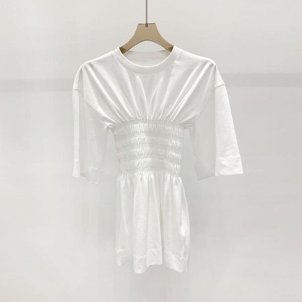 women's t-shirt women cotton pleated t shirt spring summer ladies short sleeve casual slim tee, White
women's t-shirt women cotton pleated t shirt spring summer ladies short sleeve casual slim tee, White
