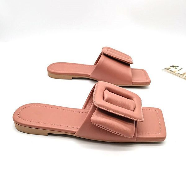 shoes woman 2021 slippers flat pantofle big size soft slides basic rubber pu si, Black