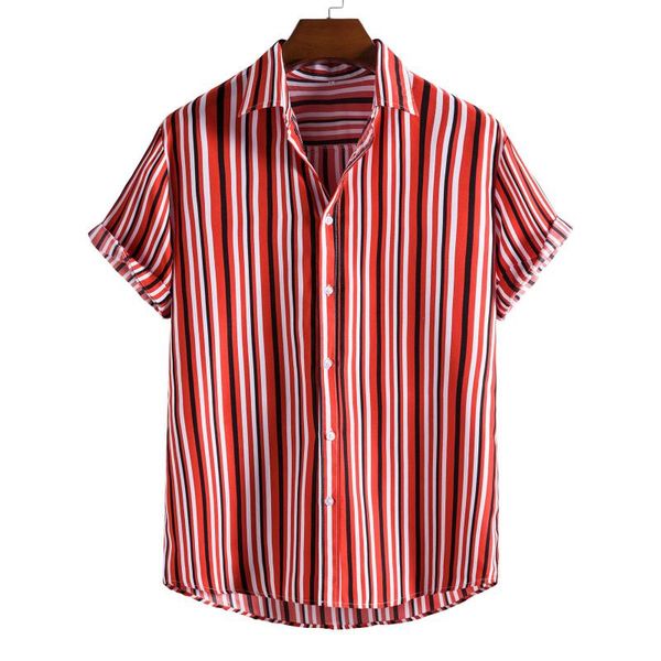 men's casual shirts stripe print summer short sleeve with pockets vintage tropical hawaii clothes camisa masculina, White;black
men's casual shirts stripe print summer short sleeve with pockets vintage tropical hawaii clothes camisa masculina, White;black