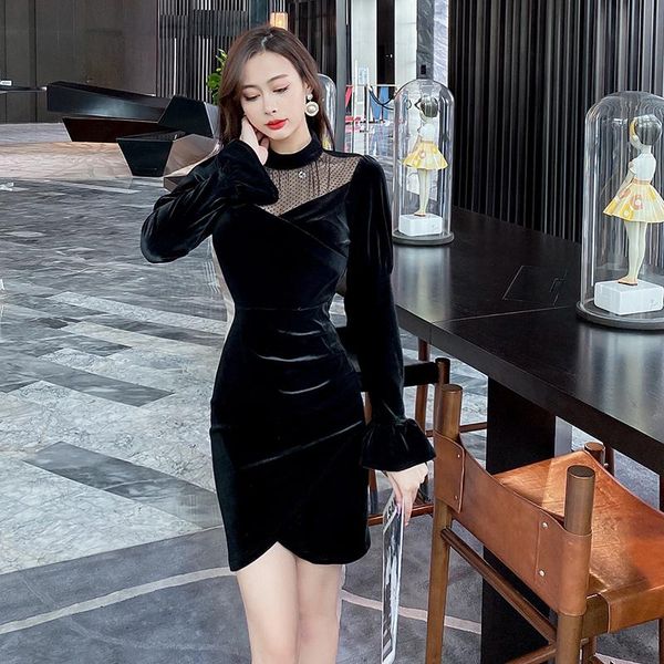 casual dresses coigarsam women dress fashion patchwork lace high waist black robe vestidos, Black;gray
casual dresses coigarsam women dress fashion patchwork lace high waist black robe vestidos, Black;gray