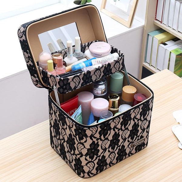 lovely travel cosmetic cases storage box lady simple large capacity portable double deck hand-held fashion classic bags &
lovely travel cosmetic cases storage box lady simple large capacity portable double deck hand-held fashion classic bags &