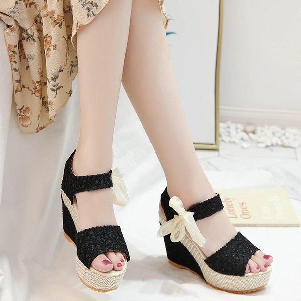 ladies high thick heel shoes wedge sandal with platform woman summer dress sandals 2021 women's fashion lace bow shoe female 40, Black
ladies high thick heel shoes wedge sandal with platform woman summer dress sandals 2021 women's fashion lace bow shoe female 40, Black