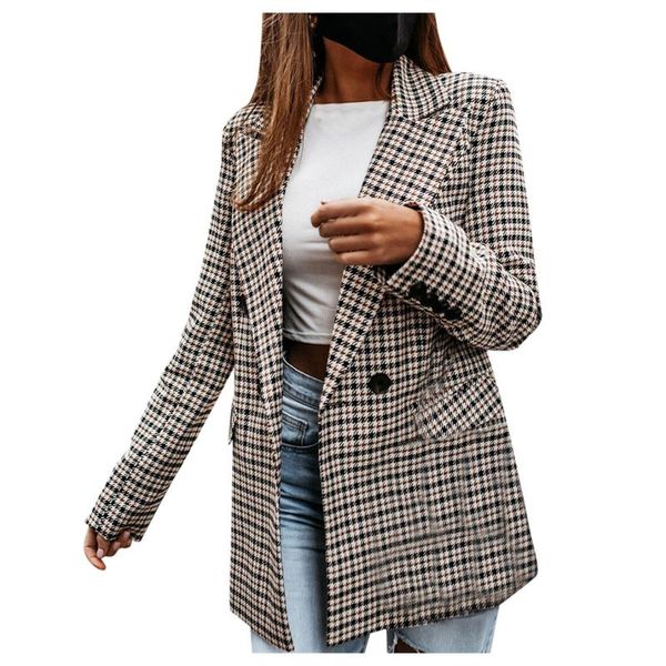 women's suits & blazers 2021 office ladies retro check plaid suit lapel double-breasted flap detail blazer fleece coat for women veste, White;black
women's suits & blazers 2021 office ladies retro check plaid suit lapel double-breasted flap detail blazer fleece coat for women veste, White;black