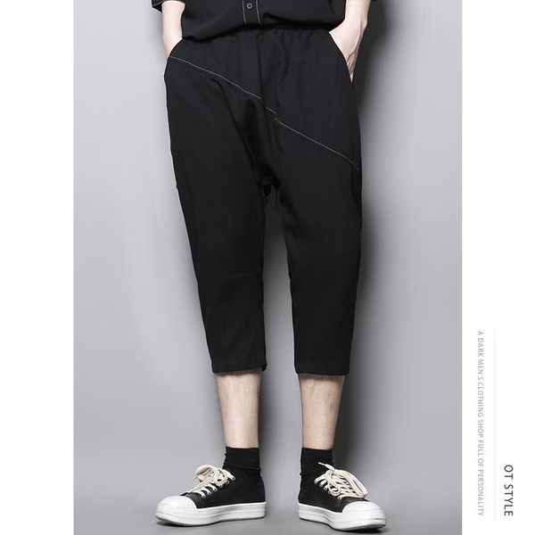 men's pants irregular splicing loose car line in summer, small foot hanging low-grade casual capris, harlan pants, pipe fashion, Black
men's pants irregular splicing loose car line in summer, small foot hanging low-grade casual capris, harlan pants, pipe fashion, Black