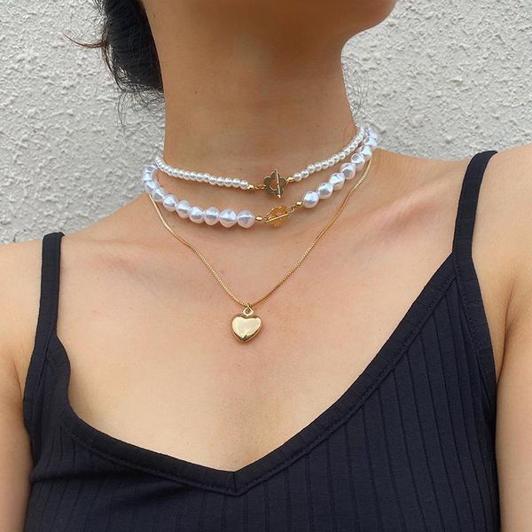 pendant necklaces women's multilayer necklace pearl punk imitation heart women 2021 jewelry wholesale, Silver
pendant necklaces women's multilayer necklace pearl punk imitation heart women 2021 jewelry wholesale, Silver