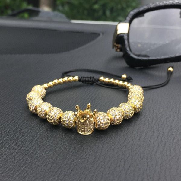 link, chain trendy braiding charm gold crown bracelet hip hop men pave cz zircon ball bracelets luxury jewelry masculina feminina bileklik, Black
link, chain trendy braiding charm gold crown bracelet hip hop men pave cz zircon ball bracelets luxury jewelry masculina feminina bileklik, Black