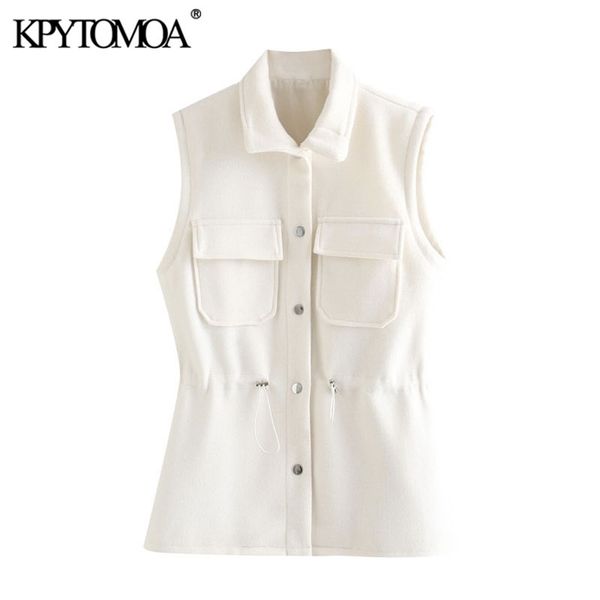women fashion with drawstring woolen waistcoat vintage sleeveless pockets female vest coat chic 210421, Black;white
women fashion with drawstring woolen waistcoat vintage sleeveless pockets female vest coat chic 210421, Black;white